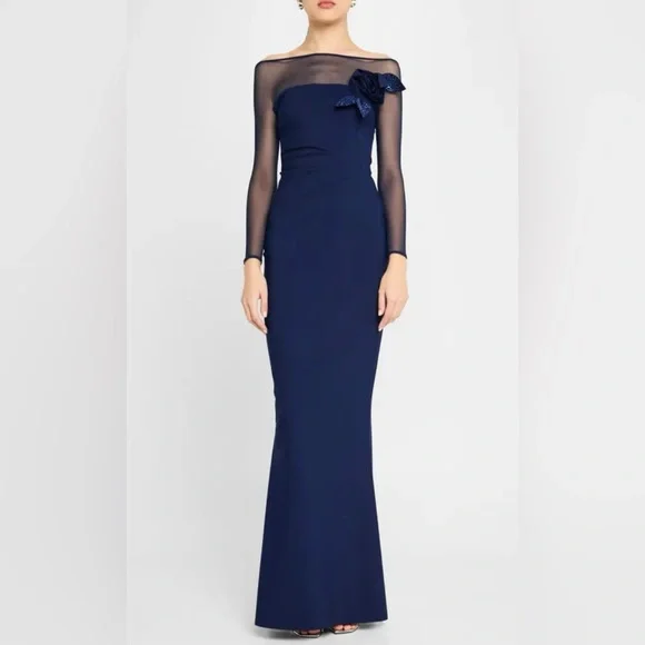 Chiara Boni La Petite Robe “Saori”
Illusion-Sleeve Flower Column Gown- Sz 12 - Picture 4 of 10